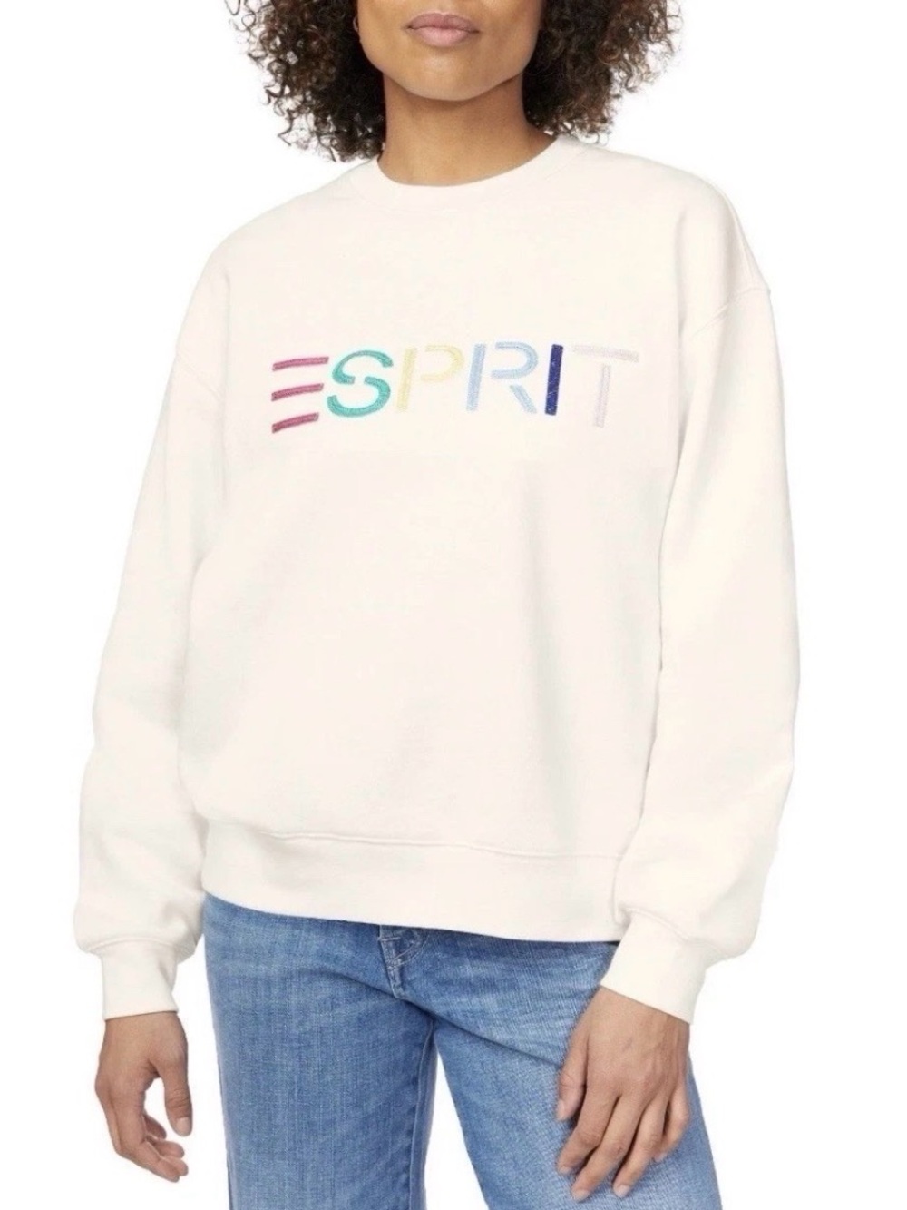 Retro Esprit Women's Cream Sweatshirt with Rainbow Logo